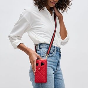 Sol and Selene Duality Quilted‎ Cell Phone Crossbody Wallet Bag Red